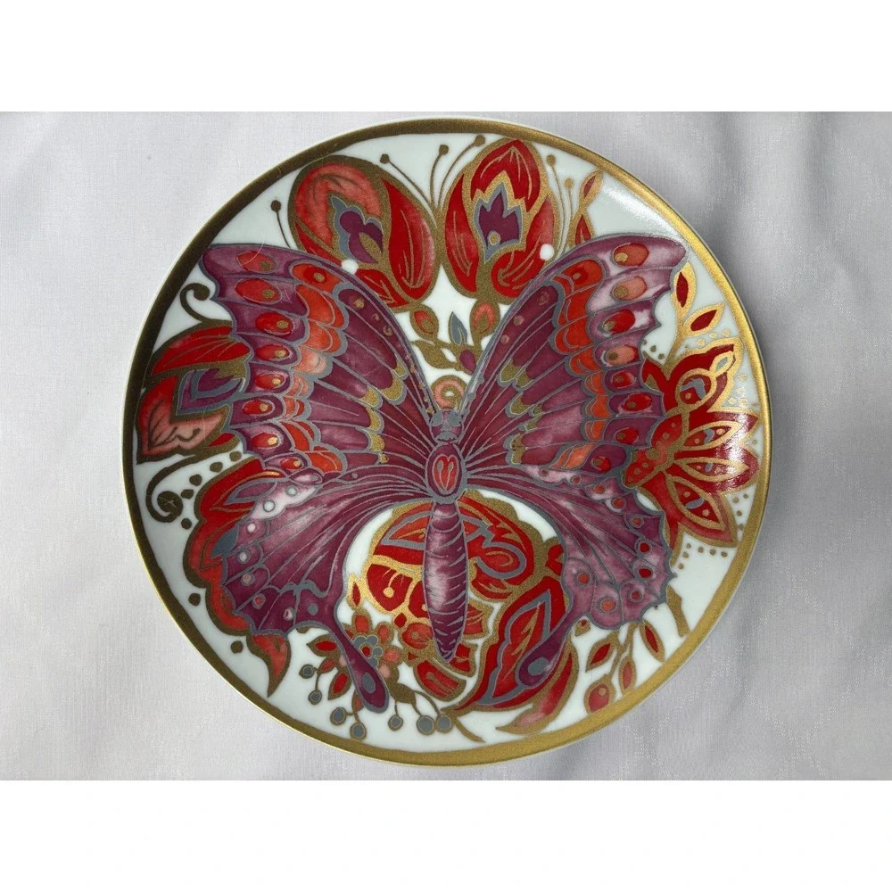 Set Of Two (2) Pottery Barn Art Nouveau Plates - Butterfly Wing